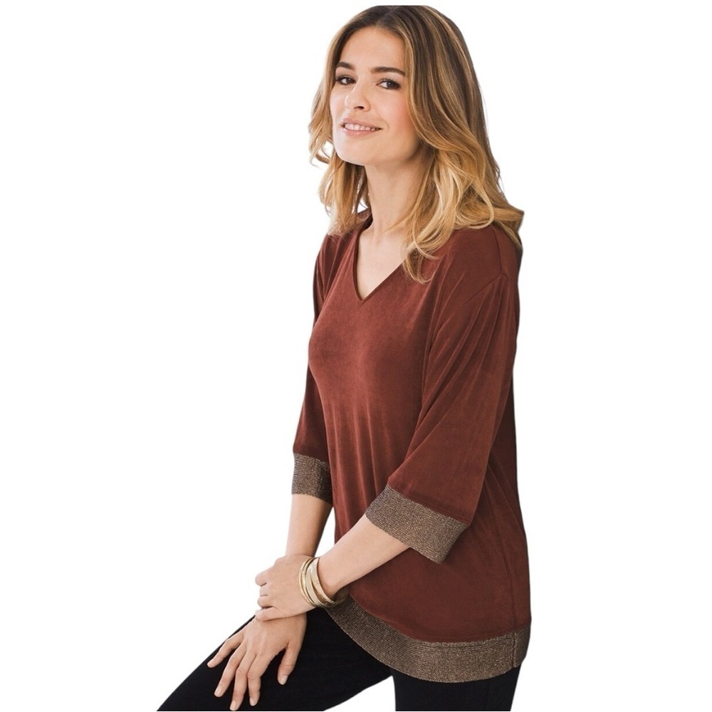 Chico’s Travelers Classic Tassel-Trim Top
